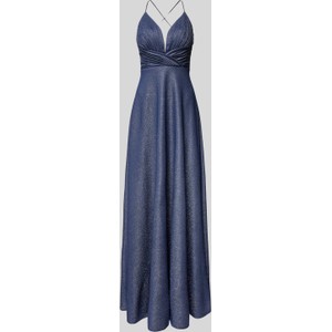 Niebieska sukienka Luxuar Fashion z dekoltem w kształcie litery v na ramiączkach maxi