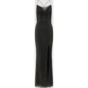 Czarna sukienka Luxuar Fashion z dekoltem w kształcie litery v dopasowana na ramiączkach