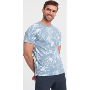 Niebieski t-shirt Ombre z krótkim rękawem z nadrukiem