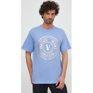 Niebieski t-shirt Versace Jeans z krótkim rękawem