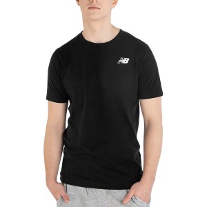 Czarny t-shirt New Balance z krótkim rękawem z bawełny w stylu casual