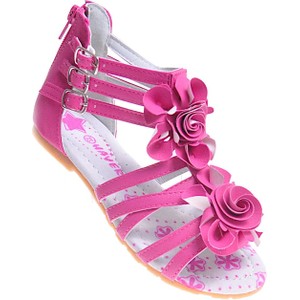 Różowe buty dziecięce letnie Pantofelek24 dla dziewczynek na rzepy w kwiatki