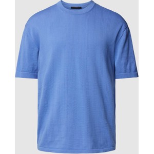 Niebieski t-shirt Drykorn z krótkim rękawem z bawełny w stylu casual