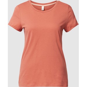 Pomarańczowy t-shirt S.Oliver z bawełny z okrągłym dekoltem