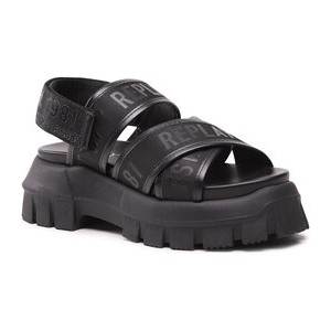 Czarne sandały Replay z klamrami na platformie w stylu casual