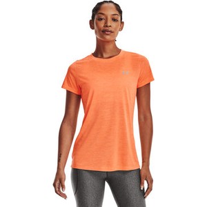Pomarańczowy t-shirt Under Armour w sportowym stylu z okrągłym dekoltem