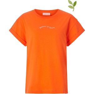 Pomarańczowy t-shirt Rich & Royal z okrągłym dekoltem w stylu casual