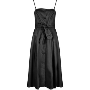 Czarna sukienka ubierzsie.com midi z bawełny z dekoltem w kształcie litery v