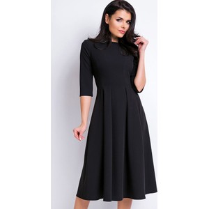 Czarna sukienka Awama midi z długim rękawem