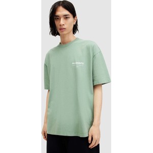 Zielony t-shirt AllSaints w stylu casual z bawełny z nadrukiem