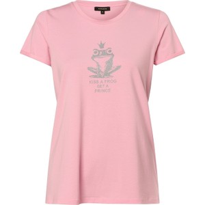 Różowa bluzka More & More z okrągłym dekoltem z krótkim rękawem w młodzieżowym stylu