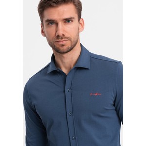 Niebieska koszula Ombre z długim rękawem