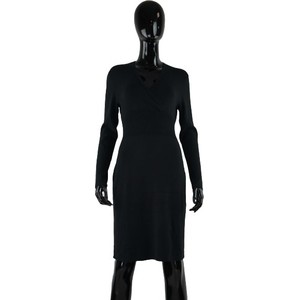 Czarna sukienka comma, z długim rękawem w stylu casual dopasowana
