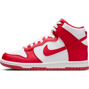 Czerwone buty sportowe dziecięce Nike sznurowane ze skóry