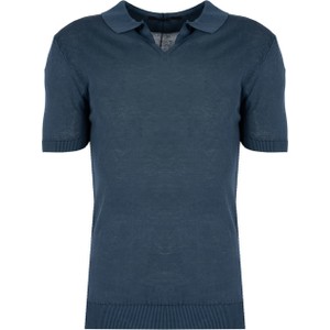 Granatowa koszulka polo ubierzsie.com w stylu casual z dzianiny z krótkim rękawem