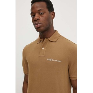 Brązowa koszulka polo POLO RALPH LAUREN z krótkim rękawem w stylu casual z bawełny