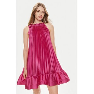 Różowa sukienka Dixie mini bez rękawów z okrągłym dekoltem