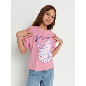 Różowa bluzka dziecięca Sinsay z bawełny dla dziewczynek