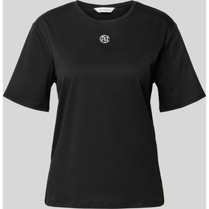 Czarny t-shirt Peek&Cloppenburg z okrągłym dekoltem z bawełny