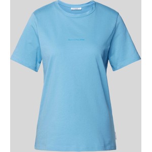 Niebieski t-shirt Marc O'Polo z krótkim rękawem z bawełny z okrągłym dekoltem