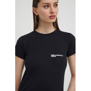Czarny t-shirt Karl Lagerfeld z bawełny
