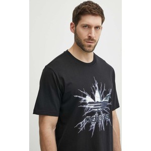 Czarny t-shirt Adidas Originals z bawełny w sportowym stylu z krótkim rękawem