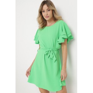 Zielona sukienka born2be w stylu casual z krótkim rękawem mini