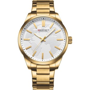 Merg Złoty zegarek męski bransoleta duży solidny Perfect M106 żółty, złoty