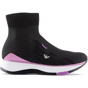 Czarne buty sportowe Emporio Armani z płaską podeszwą w sportowym stylu