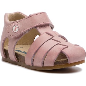 Różowe buty dziecięce letnie Naturino na rzepy ze skóry