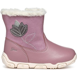 Różowe buty dziecięce zimowe Geox z wełny na zamek