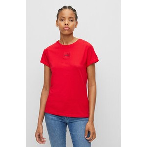 Czerwony t-shirt Hugo Boss z okrągłym dekoltem w stylu casual z krótkim rękawem
