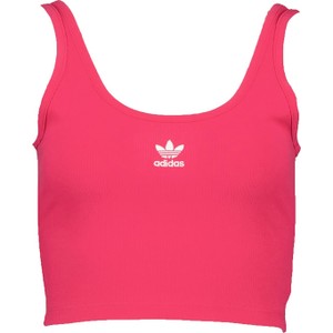 Różowa bluzka Adidas z okrągłym dekoltem na ramiączkach z bawełny