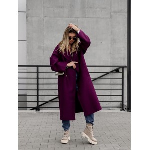 Fioletowy płaszcz Lisa Mayo w stylu casual z wełny oversize