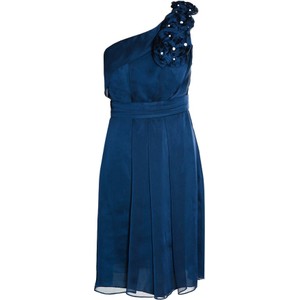 Niebieska sukienka Fokus z szyfonu bez rękawów