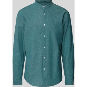Zielona koszula McNeal z bawełny ze stójką z długim rękawem