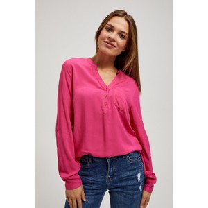 Różowa bluzka Moodo.pl z długim rękawem