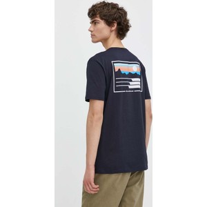 Granatowy t-shirt Quiksilver w młodzieżowym stylu z bawełny z nadrukiem