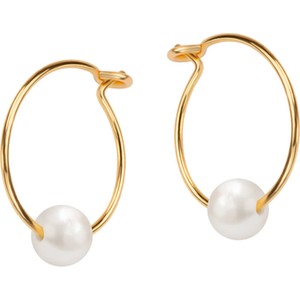Pearls - Biżuteria Yes Kolczyki srebrne pozłacane z perłami - koła - Pearls