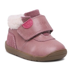 Różowe buty dziecięce zimowe Geox na rzepy dla dziewczynek