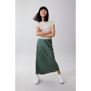 Zielona spódnica H & M z satyny w stylu casual midi