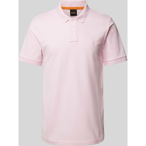 Różowa koszulka polo Hugo Boss w stylu casual z krótkim rękawem