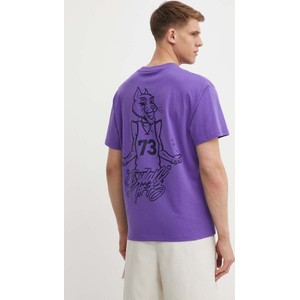 Fioletowy t-shirt Puma z nadrukiem z bawełny w młodzieżowym stylu