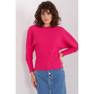Różowa bluzka Basic Feel Good z długim rękawem w stylu casual
