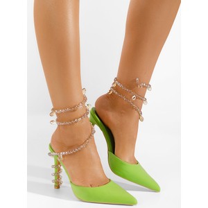 Zielone szpilki Zapatos na szpilce z klamrami