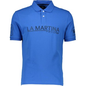 Niebieski t-shirt La Martina z bawełny z krótkim rękawem