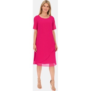 Różowa sukienka POTIS & VERSO midi z krótkim rękawem