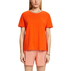 Pomarańczowa bluzka Esprit z krótkim rękawem w stylu casual