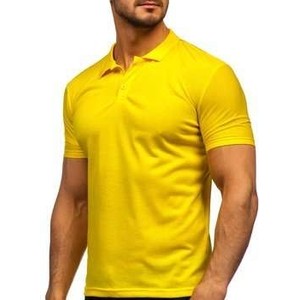 Żółta koszulka polo Denley z krótkim rękawem z bawełny w stylu casual