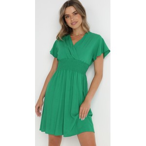 Zielona sukienka born2be mini z krótkim rękawem